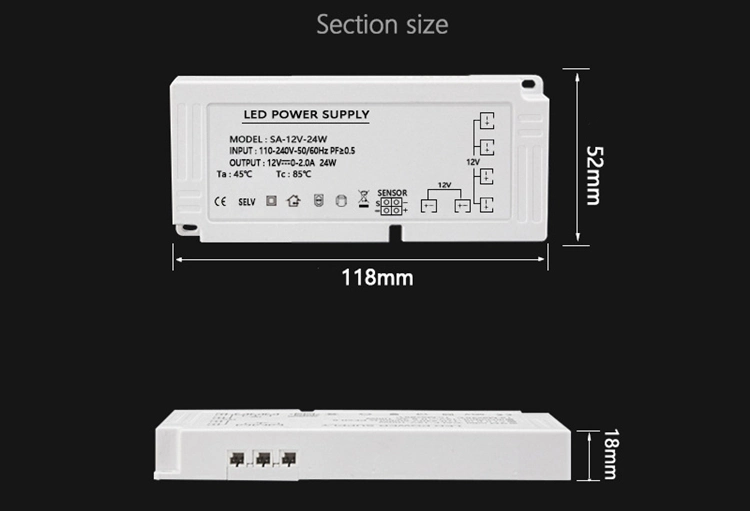 24W 40W 60W 100W 150W 12V LED Driver Step Down Power Supply LED Bulb Transformer for Closet Light