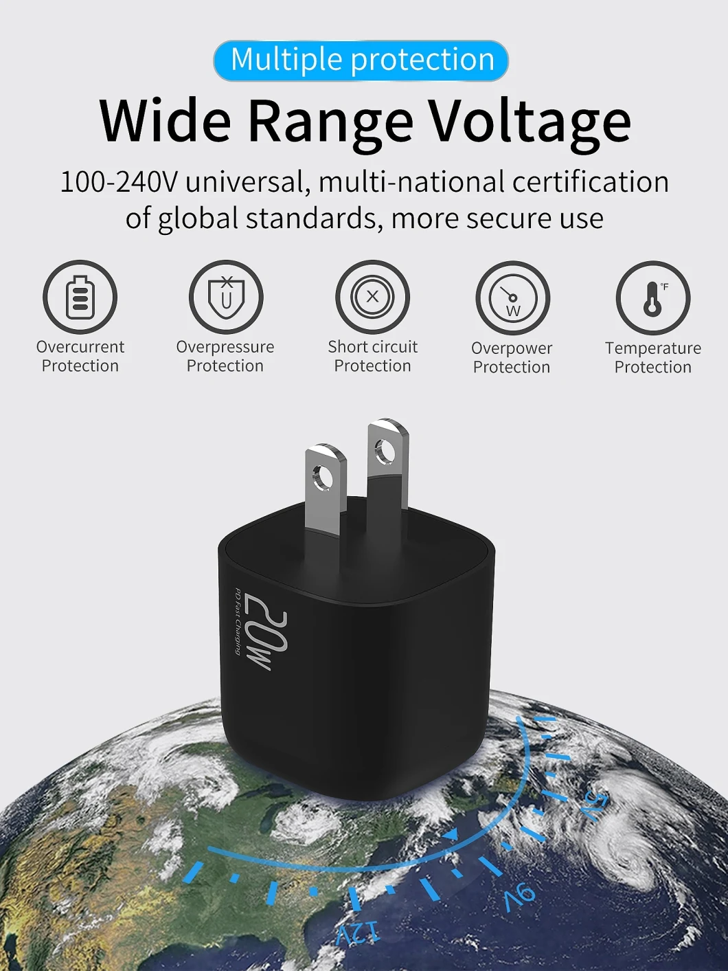 Mobile Phone Watch Charger 20W PPS Wall Pd Charger QC 3.0 Power Adapter Us EU for iPhone 13 USB Type C Phone Charger