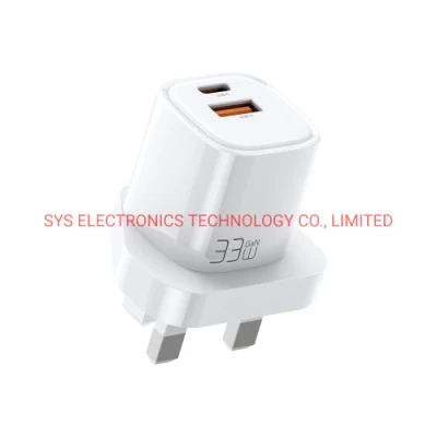 Adaptador de corriente Pd 33W Reino Unido UE Cargador de EE. UU. Cargador de pared súper rápido para iPhone Huawei Xiaomi