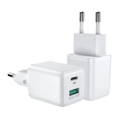 Joyroom Jr-Qp303 Pd+QC3.0 30W Mini 2 puertos Cargador de pared de viaje Enchufe de la UE Adaptador de corriente de carga rápida